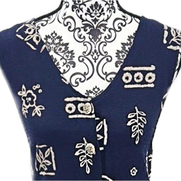 Christopher Banks Navy Earthy Geometric Patterned Dress, L - Picture 2 of 7